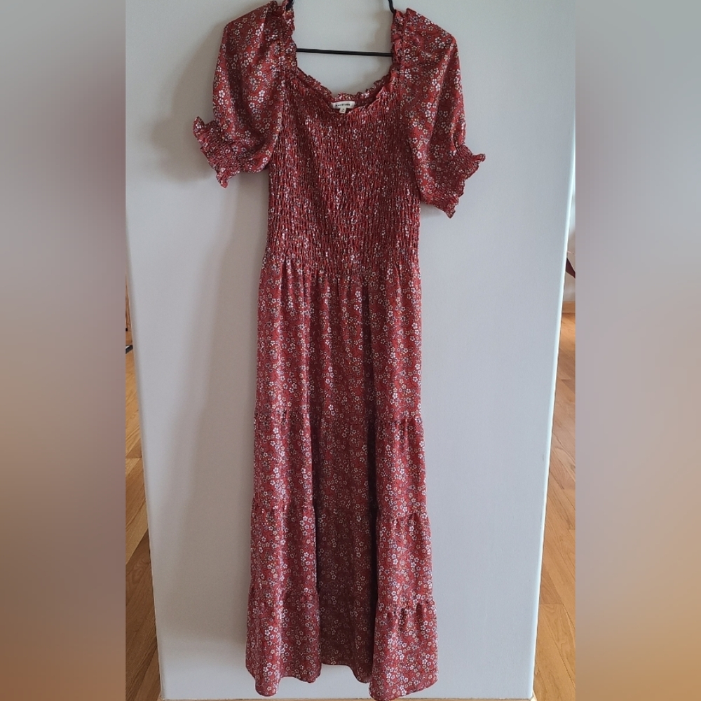 Max Studio Floral Bohemian Orange Maxi Dress - Orange - Fits S/M - Cottagecore